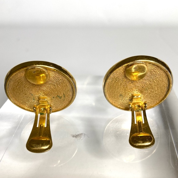 CHRISTIAN DIOR Larges 80's Vintage Signature Loggo Coin Earrings Monogram - Picture 7 of 9